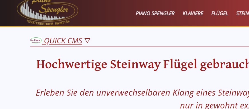Das integrierte CMS: einmal eingeloggt, kann man sich frei auf Website bewegen und die Seiten bei Bedarf direkt bearbeiten.